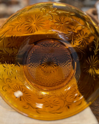 Amber Floral Glass Dish