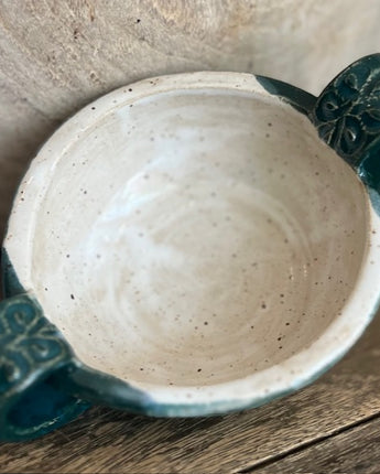 Handmade Teal Pottery Vessel