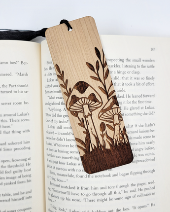 Whimsical Mushrooms Wood Bookmark