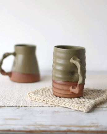 Wavy Pottery Mug | Moss Green