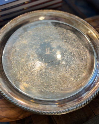 Large Antique Round Silver Tray