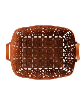 Cognac Recycled Leather Basket